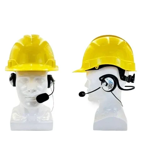 PT-6350 Multi-Guide headset with boom microphone, worn with a hard hat