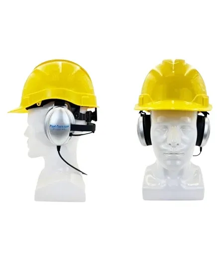 PT-200 MG headphones worn with a hard hat