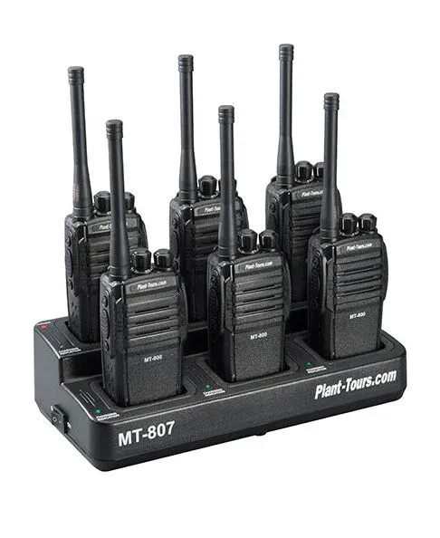 Six two-way radios in an MT-807 charging station