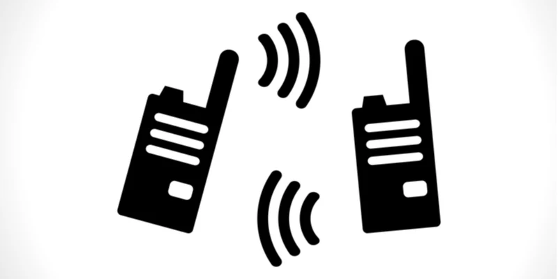 Icon of two walkie-talkies with sound waves between them