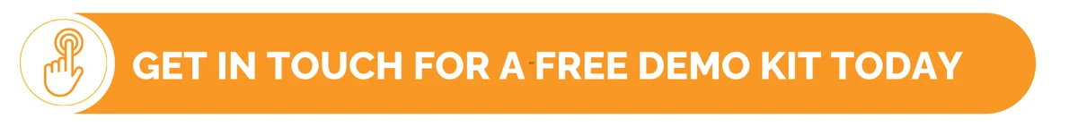 Orange button graphic reading Get in touch for a free demo kit today