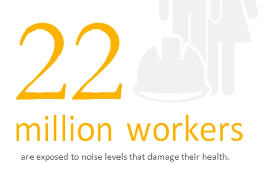 Statistic graphic: 22 million workers are exposed to noise levels that damage their health