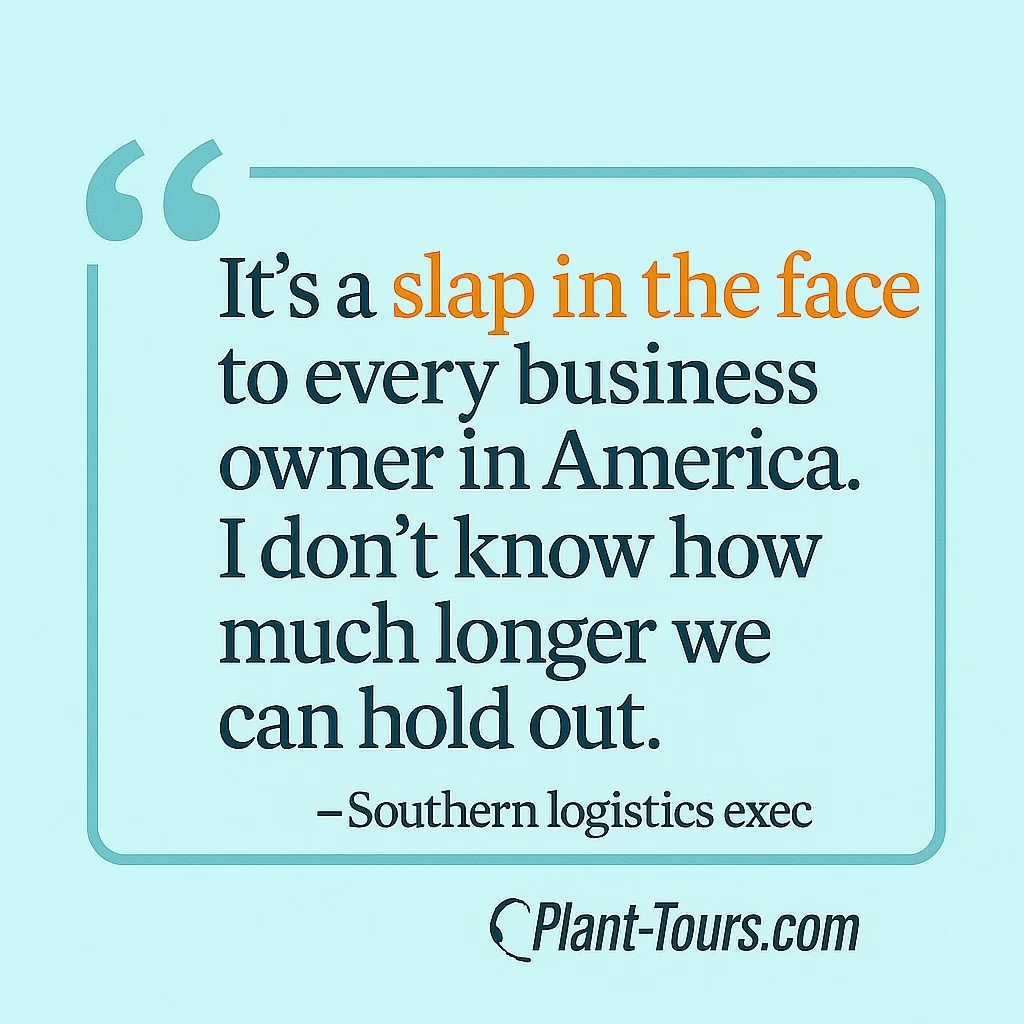 Quote from a southern logistics exec calling tariffs a slap in the face to every business owner in America